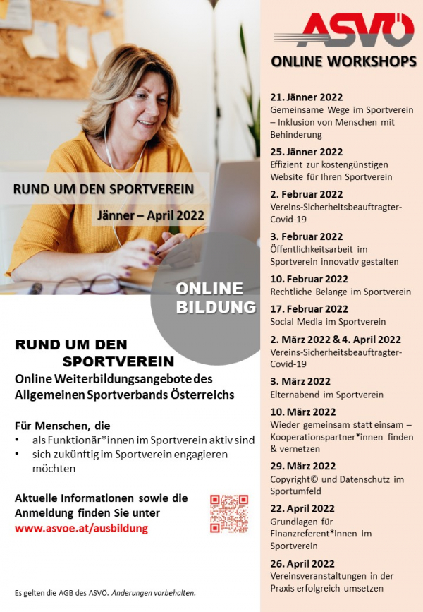 ASVÖ Online Workshops - Rund um den Sportverein