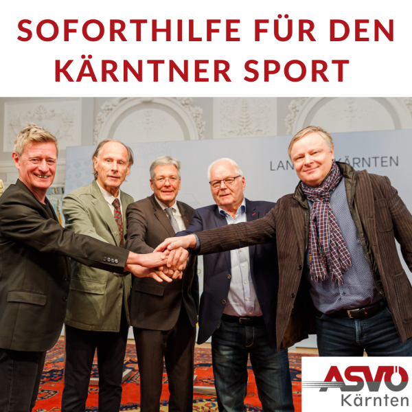 v.l.n.r. LS-Dir. Mag. Arno Arthofer; Präsident Dr. Christoph Schasché (ASVÖ Kärnten); LH Dr. Peter Kaiser; Präsident Toni Leikam (ASKÖ Kärnten); Landes-GF Mag. Christian Cijan (Sportunion Kärnten) | © LPD Kärnten/Wolfgang Jannach